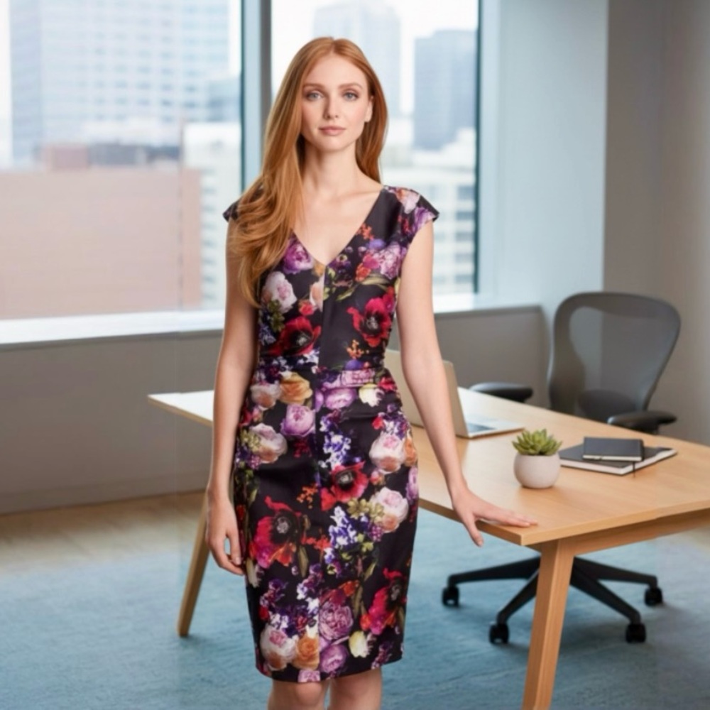 IVY & BLU by Maggy Boutique Black Floral Formal Dress Size 4